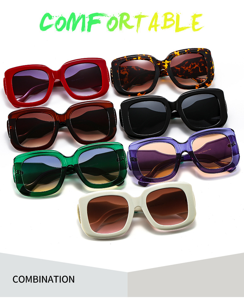 Solid Color Pattern Unisex Gender Fashion Style Fashion Solid Color Ac UV400 Protection Square Full Frame Women's Sunglasses