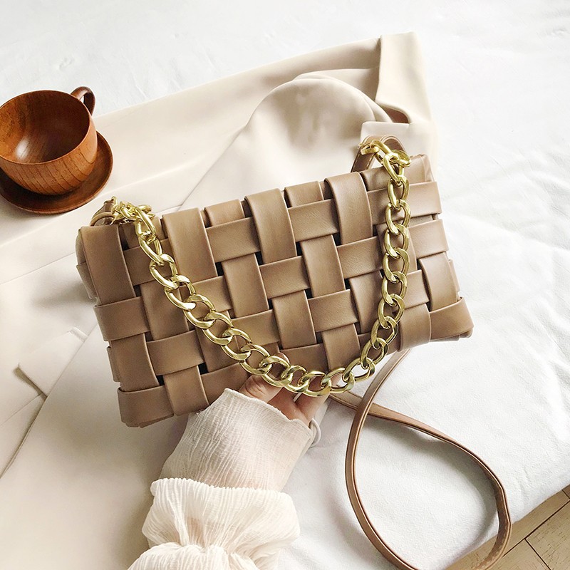 fashion metal handle diagonal woven small square bagpicture5