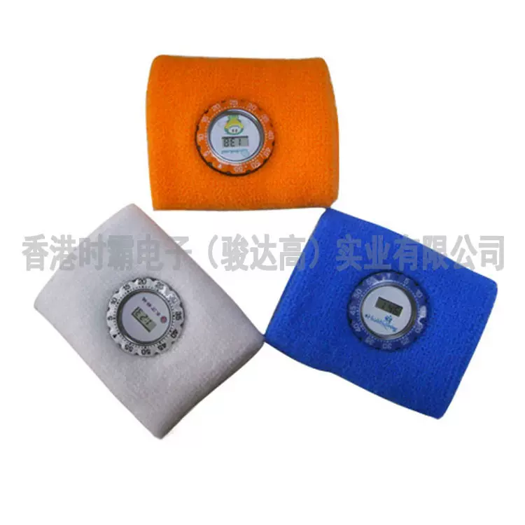 新款户外运动LCD多功能广告礼品护腕针织纯棉毛巾电子石英手表