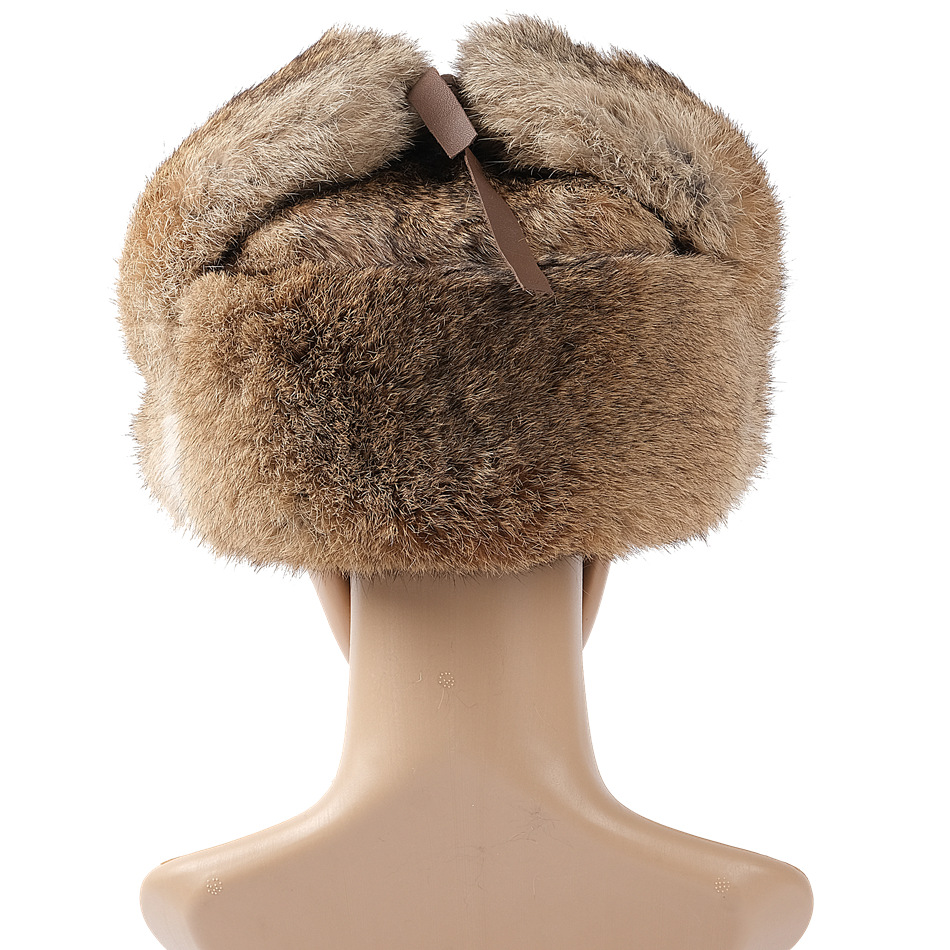 Cappelli da cacciatore Cappello da cacciatore in pelliccia di coniglio Cappello da cacciatore in pelliccia invernale da uomo Cappello da cacciatore in pelliccia spessa Cappello da cacciatore in cotone per anziani di mezza età_voghion.com