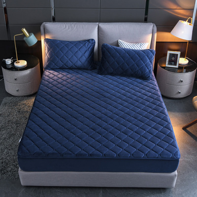 加厚夹棉保暖水晶绒床笠法兰绒加棉床罩席梦思床垫保护套床品批发