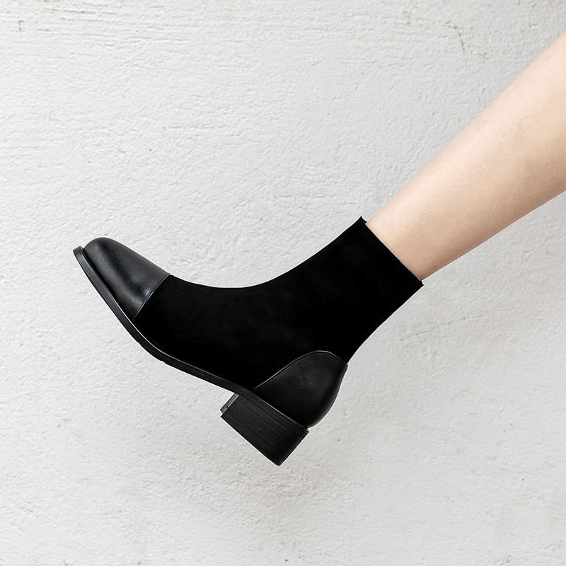 欧洲站新款2020秋冬韩版高跟靴女韩版真皮短靴女靴马丁靴小码41潮|ru