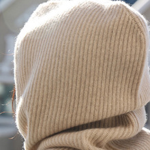速賣通亞馬遜跨境貨源外貿羊絨帽子柔軟針織抽條女士冬季脖套帽
