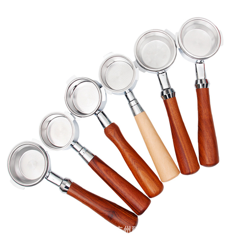 Household coffee machine modified bottomless handle Huijia 58 three ears solid wood platinum rich 54mm handle Delong three ears 51mm