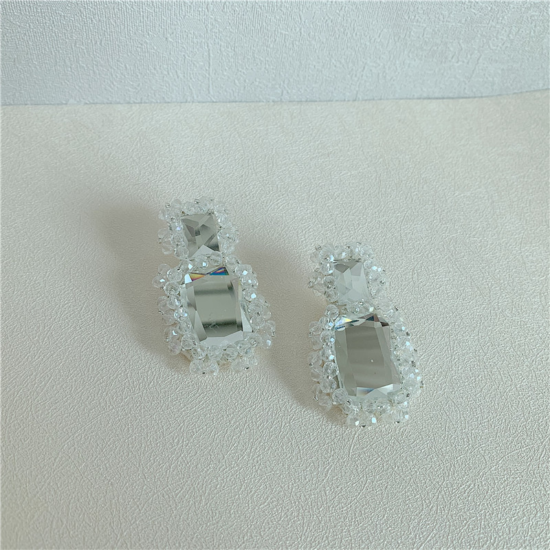 Coréenne Dongdaemun Conception Sterling Argent Aiguille Rétro Miroir Géométrique Polygone Boucles D'oreilles Boucles D'oreilles Personnalité De La Mode Féminine display picture 7