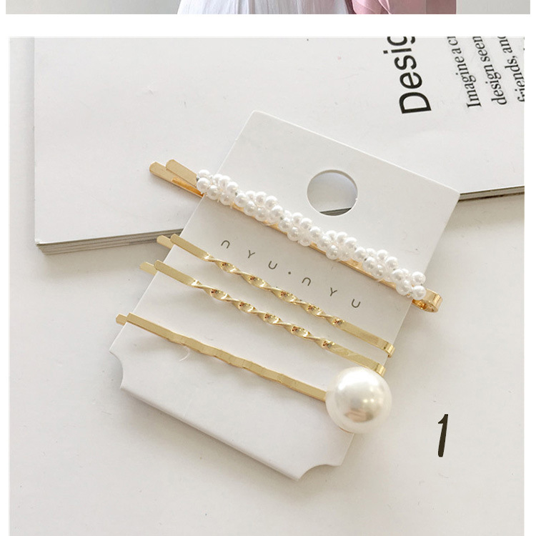 Fashion Geometric Water Droplets Imitation Pearl Metal Hair Clip 1 Set display picture 1