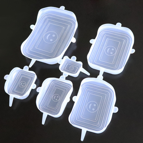 Amazon 6-piece set silicone food storage lids kitchen functional 6-piece set silicone bowl covers