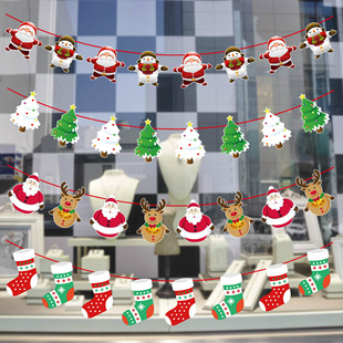 Christmas Paper Flag Christmas Window Hotel Scene Decoration Flag Factory Santa Claus Flag