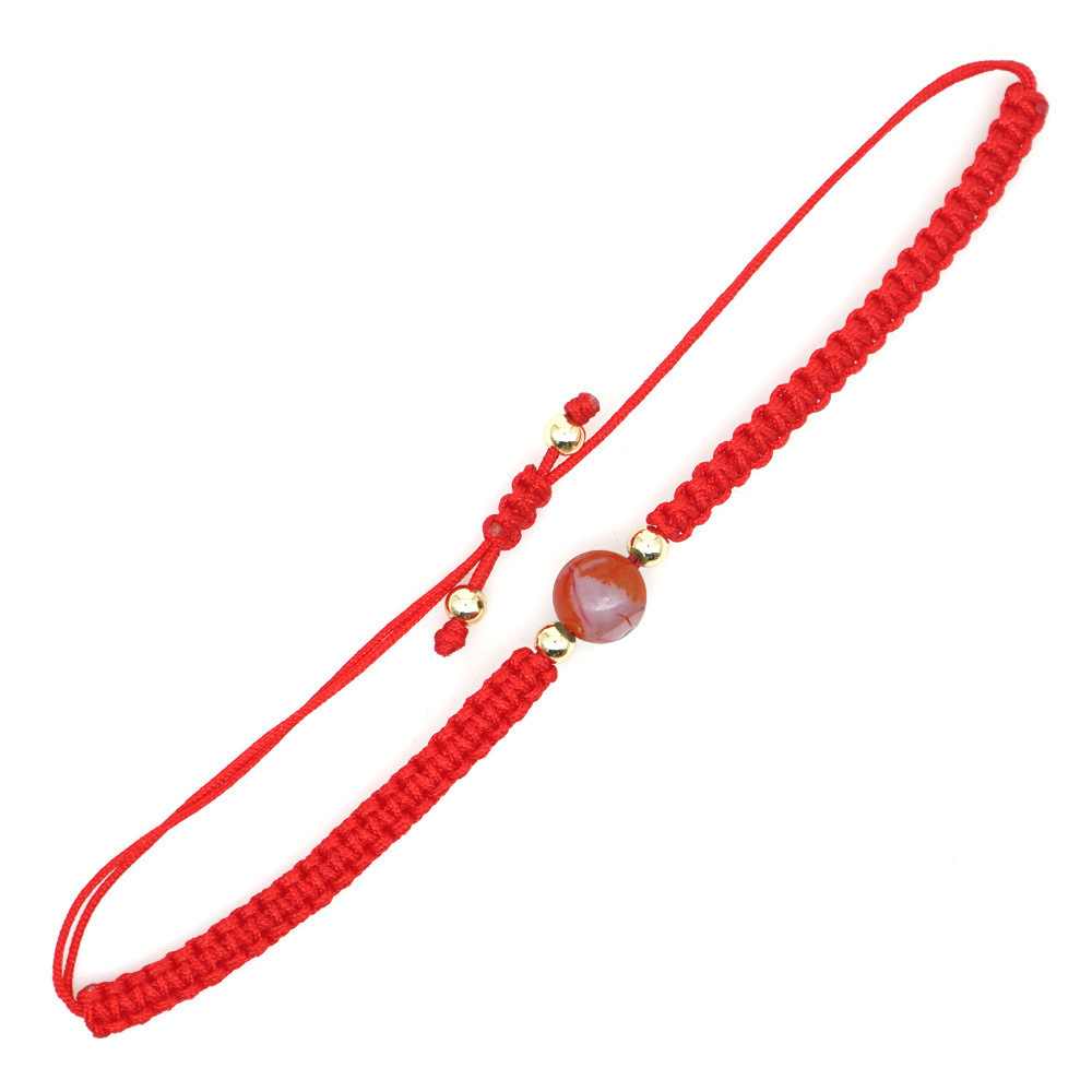 Erdbeer Naturstein Yoga Sieben Chakra Geburtsrot Seil Seil Armband display picture 45