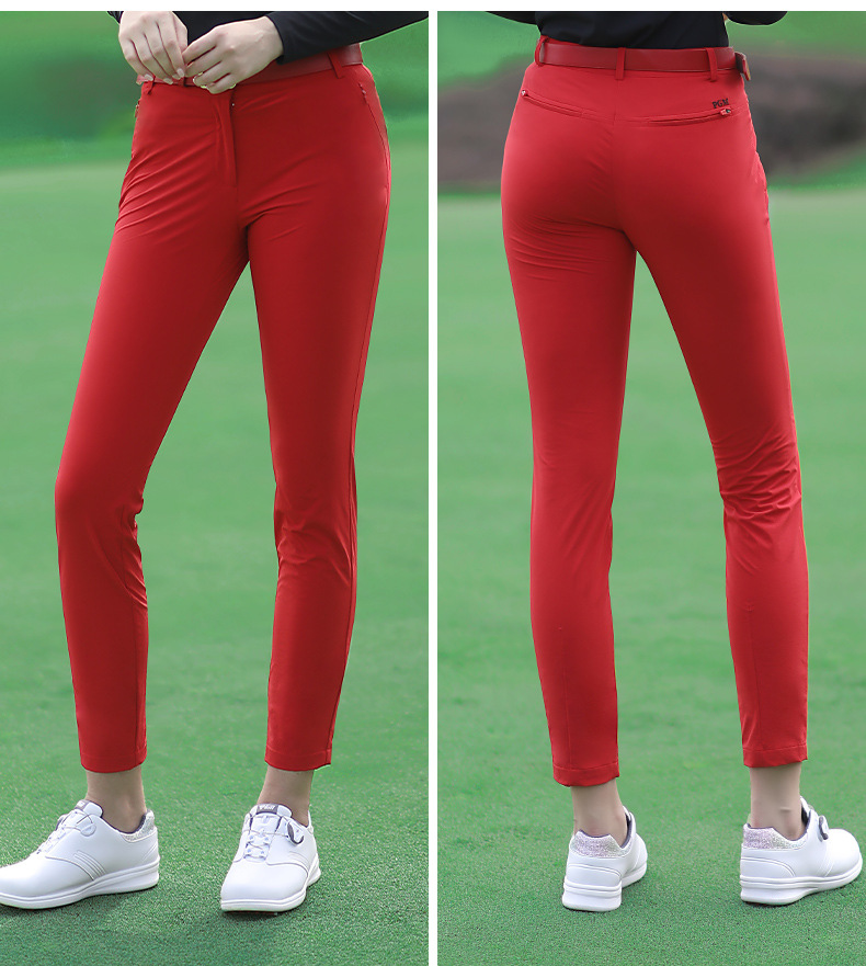 Quần thể thao golf nữ dài chín phần ôm dáng thoải mái PGM — KUZ092 Màu Đỏ, KUZ092 màu trắng, KUZ092 màu xanh hải quân, KUZ092 màu đen chi tiết 7