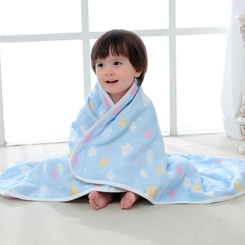 Baby bath towel Six-layer gauze bath towel pure cotton soft and absorbent newborn baby blanket swaddle blanket wholesale