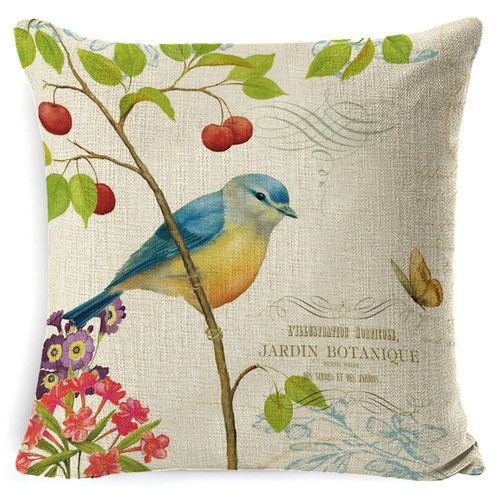 Cross-border American country flower and bird sofa pillow cushion car lumbar support bedside backrest office cushion
