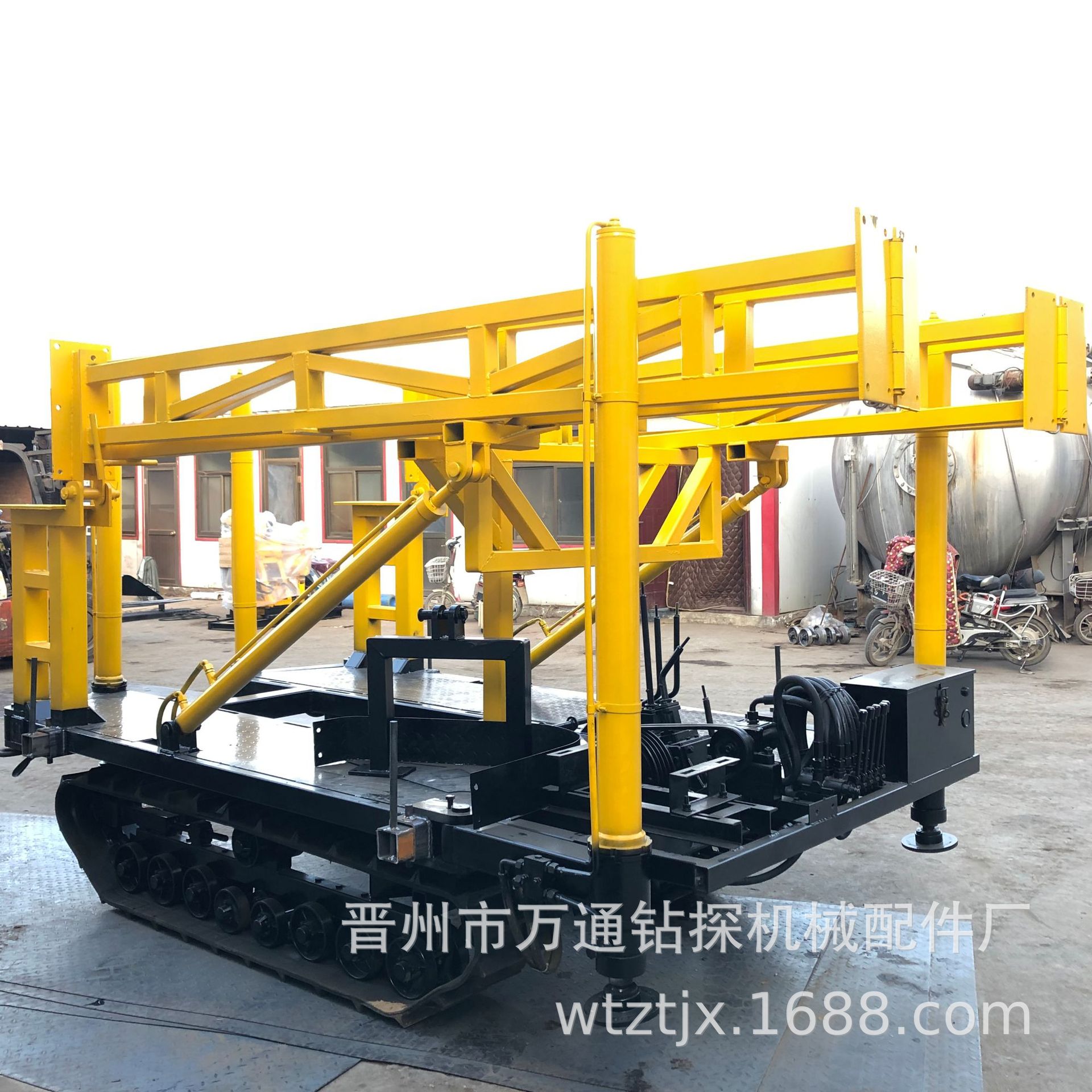 8轮高支腿油缸液压人字塔橡胶履带地质勘察钻探机械履带行走钻机