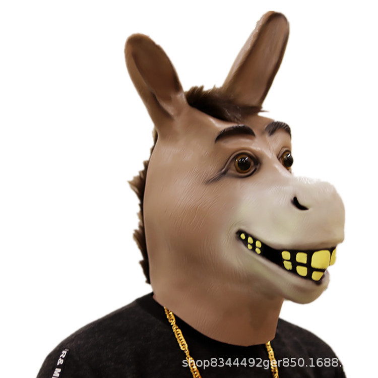 Divertido animal burro cabeza cubierta Shrek pobre boca burro de Europa y América accesorios de baile de Halloween fiesta vestir en vivo rendimiento
