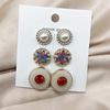 Set, earrings, ear clips, resin, new collection, Korean style, simple and elegant design, flowered