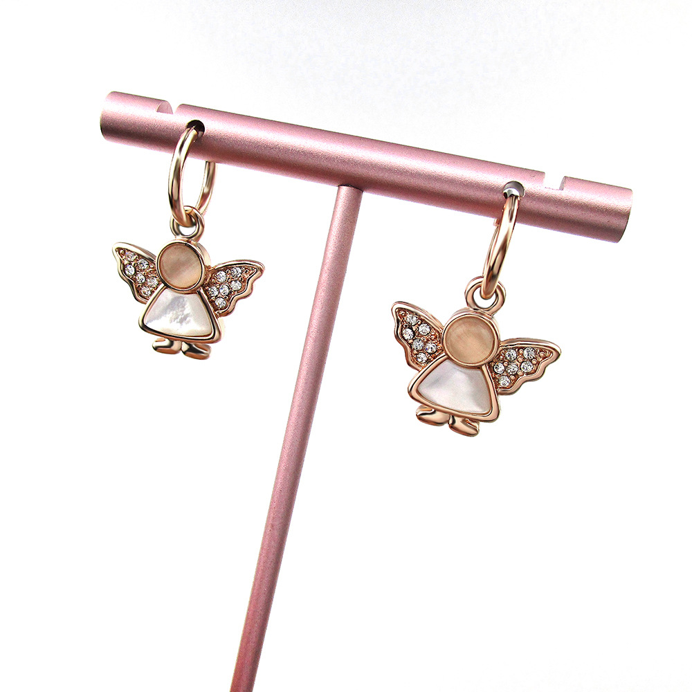 Fashion Gold-plated Angel Shell Earrings Diamond Earrings display picture 4