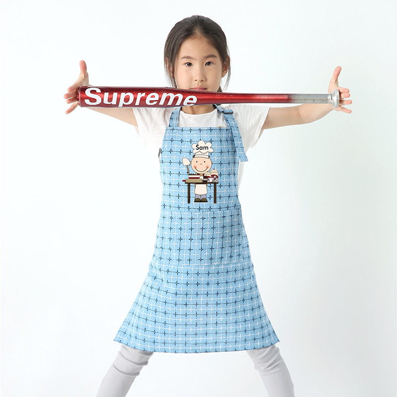 Delantal antiincrustante para niños para hornear ropa protectora de jardín de infantes traje de tres piezas manga protectora sombrero de chef pintura ropa para niños medianos y grandes