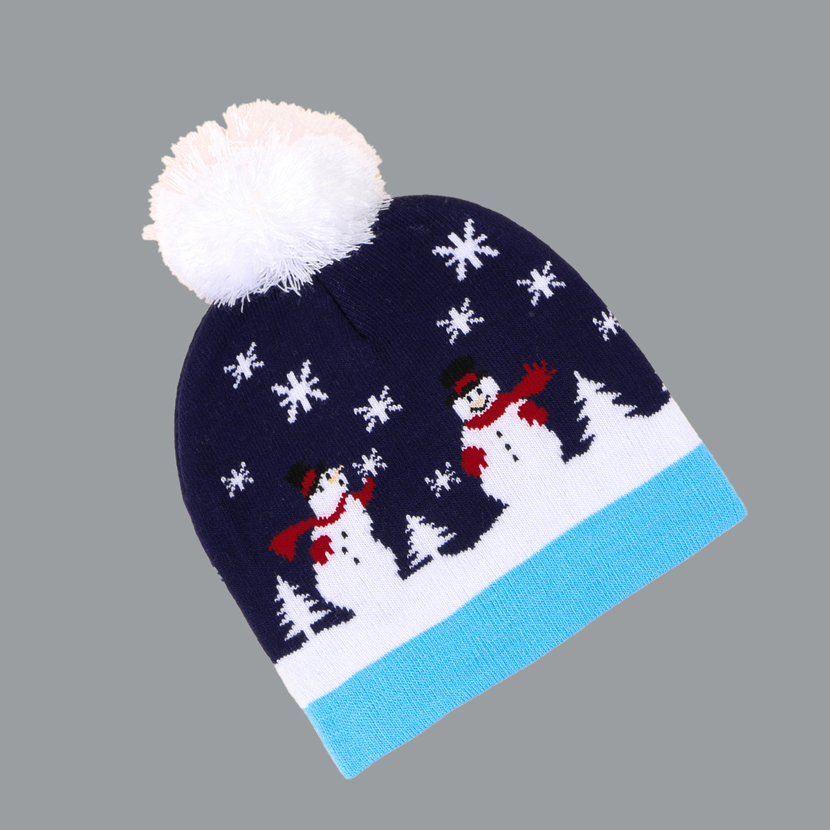 Woolen Ball Christmas Snowman Knitted Hat display picture 1