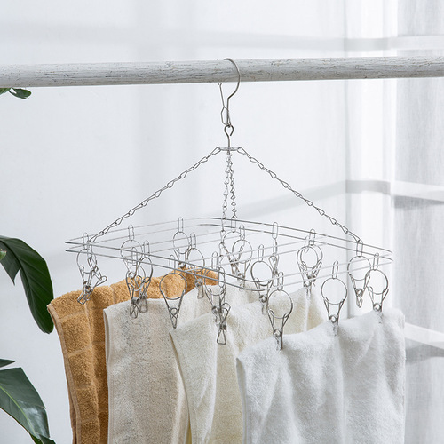 Multifunctional household stainless steel clothes drying rack, socks drying clip, creative disc underwear drying windproof clip hook