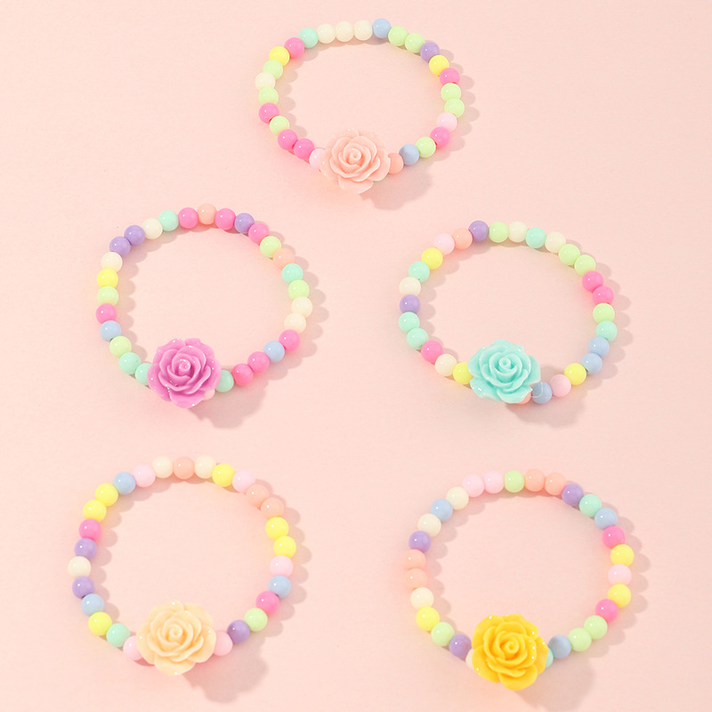 Bonbons De Dessin Animé Mignon Fleurs Colorées Perles Bracelets Pour Enfants display picture 5