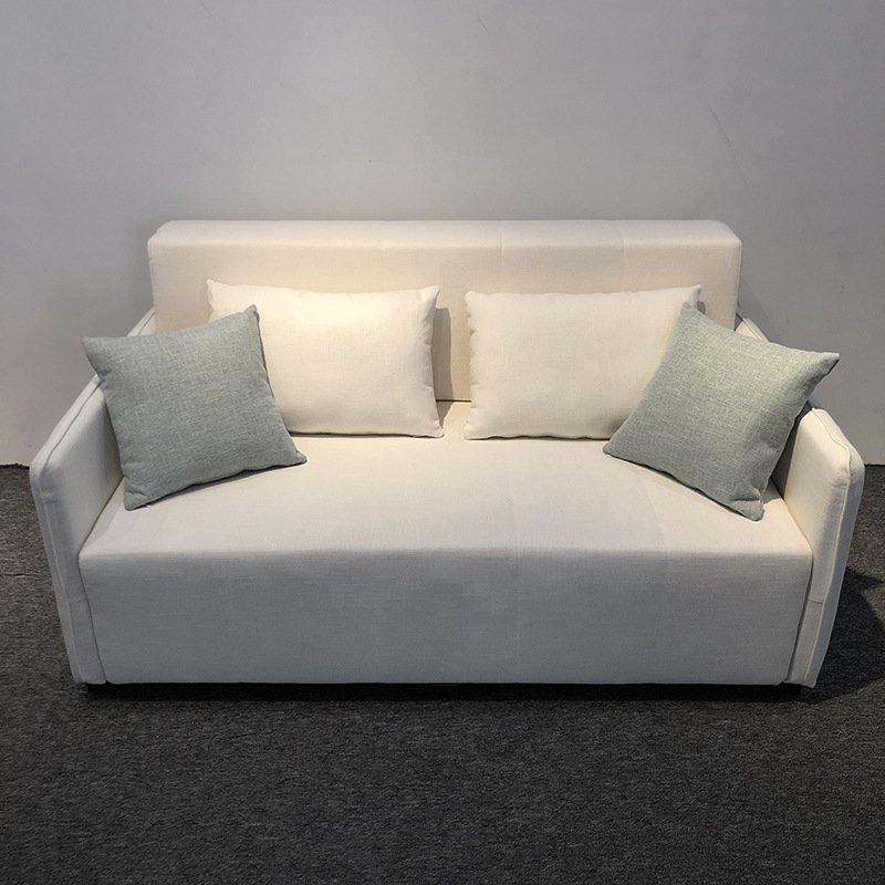Almacenamiento plegable sofá cama multifuncional tela doble uso pequeño sofá de doble persona blanco simple inswind