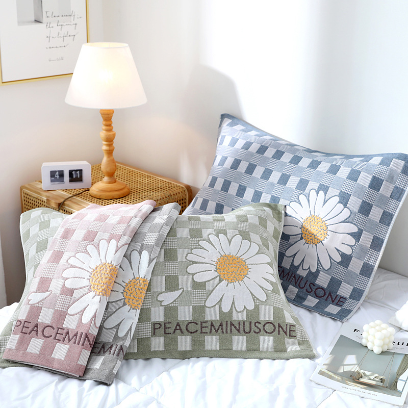 枕巾纯棉五层纱布水洗棉新款定制LOGO各种图案 厂家直销一件代发|ms