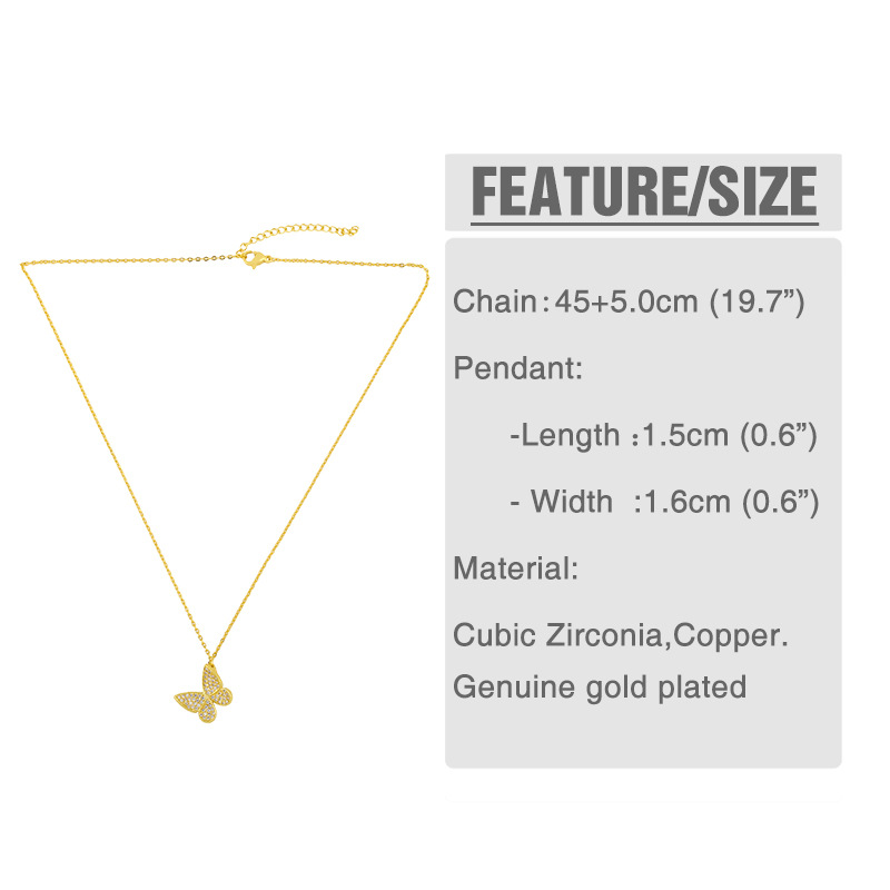 Korean Diamond Butterfly Women's Copper Short Clavicle Chain Necklace display picture 2