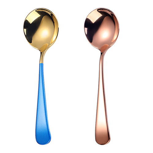 304 stainless steel Internet celebrity round head spoon, children's rice spoon, dessert spoon, bird's nest and lotus root starch spoon as souvenir