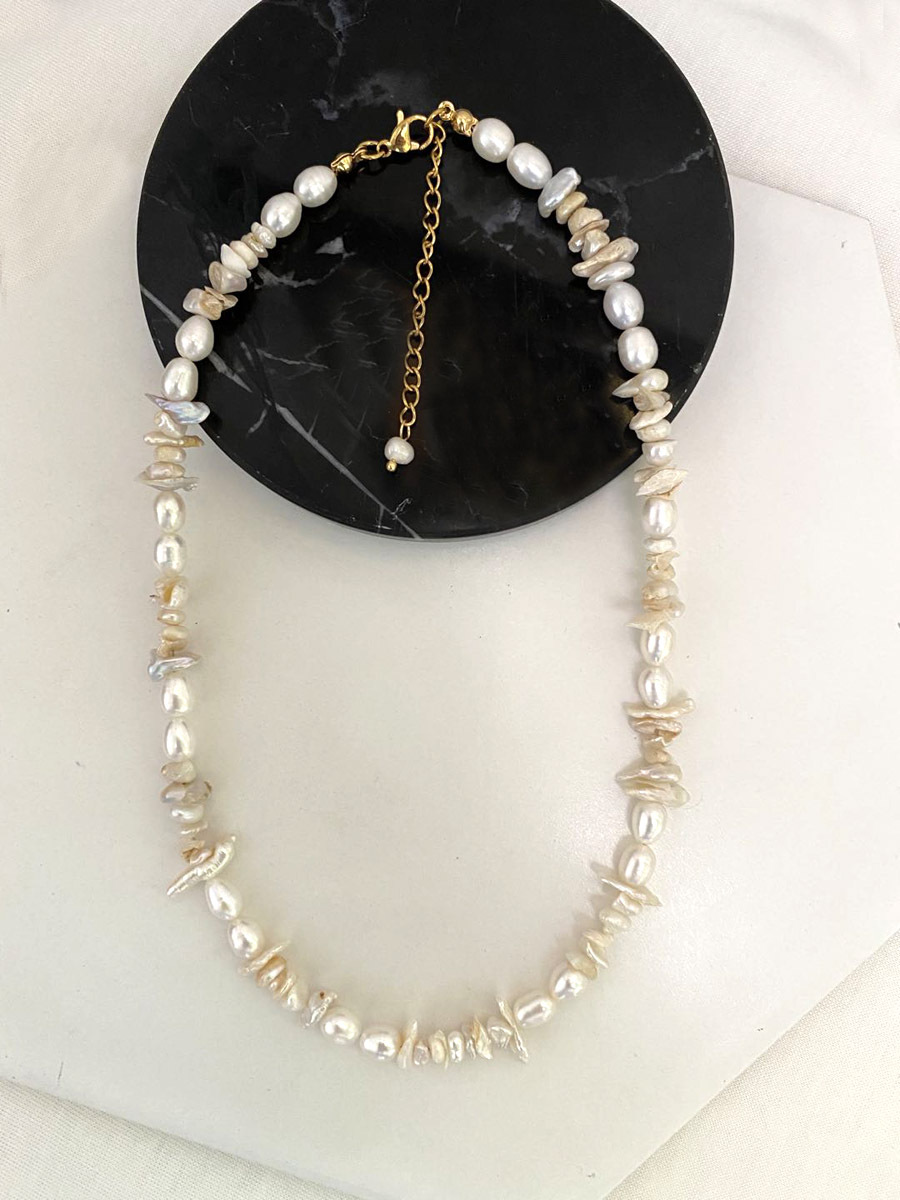 28g Weight Earrings, Necklace Classification 2 PCS/Package Quantity Holiday, Daily Occasion Freshwater Pearl, Titanium Steel Material Geometric Pattern Women's Gender Beaded Design Simple Style Style 2 PCS/Package Freshwater Pearl Titanium Steel Freshwater Pearl Jewelry Sets 15