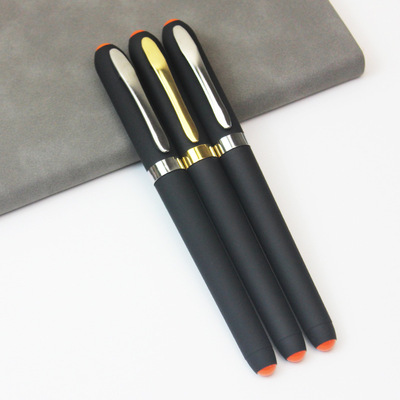 办公碳素笔定做广告中性笔定制LOGO金属笔夹商务礼品签字笔批发|ru