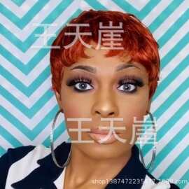 2020欧美新款女士假发   短发酒红色BOB厂家直销玫瑰网