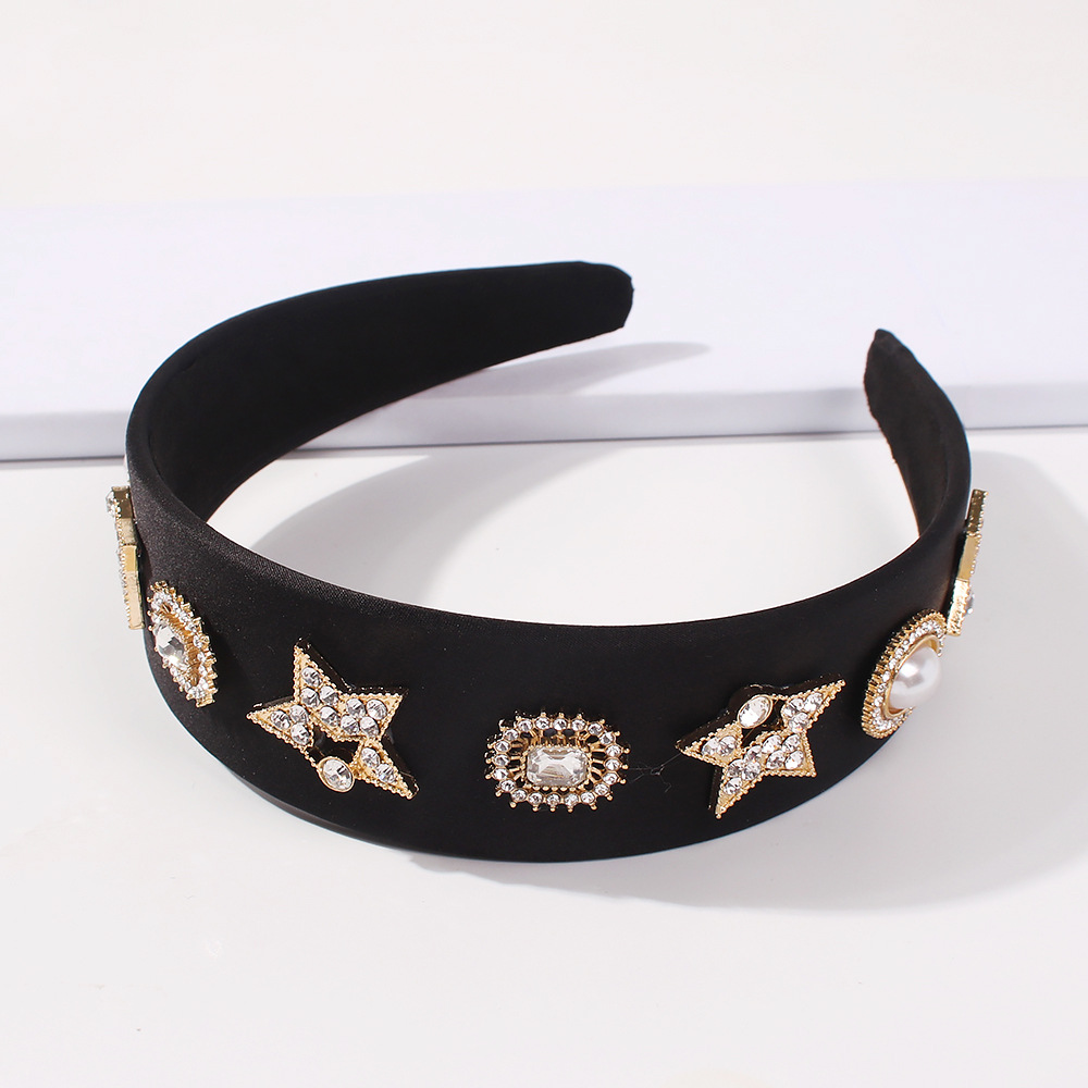 New Alloy Solid Color Baroque Full Of Diamonds Wide-sided Big Headband For Women display picture 6