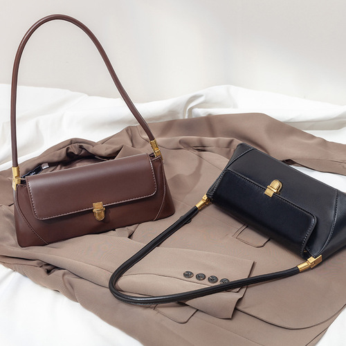 High-end bags  new style shoulder crossbody underarm bag women's fashion all-match baguette second-hand bag niche women's bag