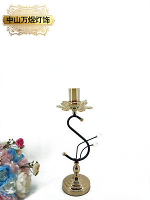 金属水晶烛台玻璃婚庆道具创意工艺品家居摆件粘胶水晶蜡烛器