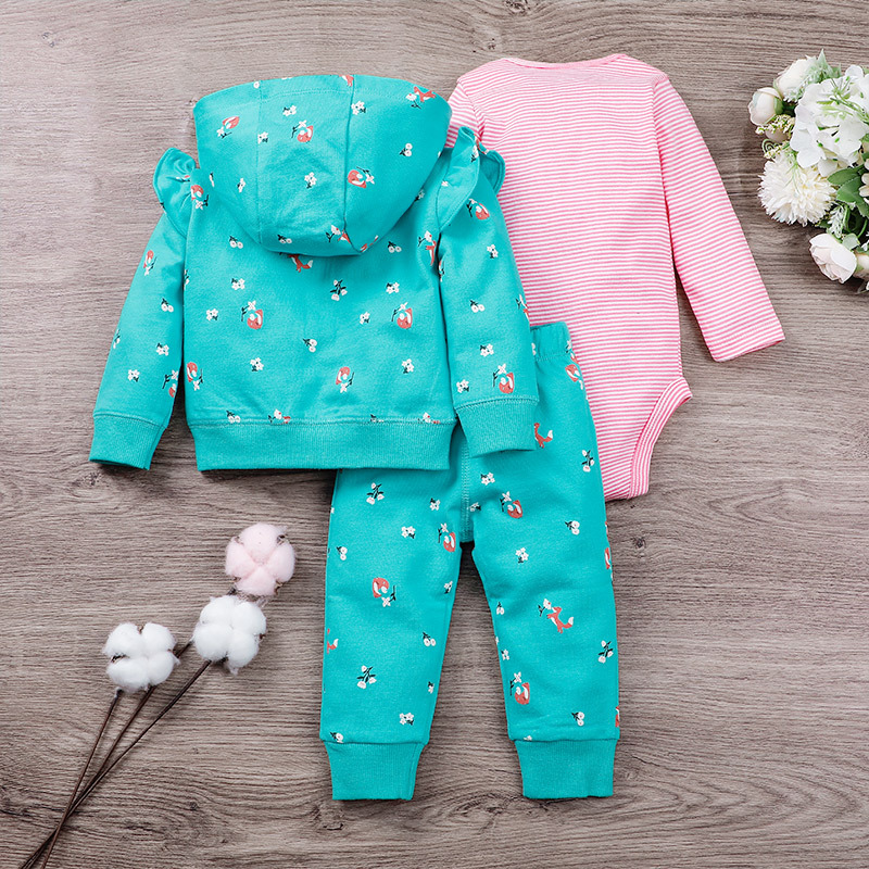 New  Children's Suit Zipper  Long-sleeved Romper Baby  Three-piece Set display picture 3