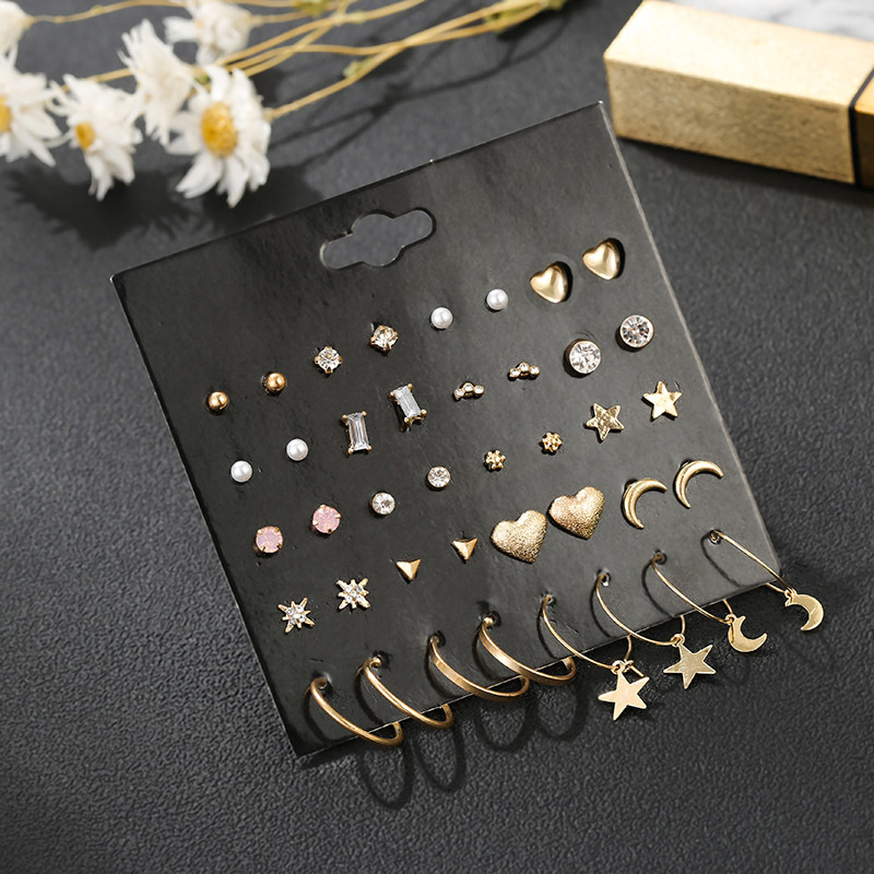 20 Pairs Card Combination Set Earrings Small And Cute Earrings Ear Jewelry Wholesale Nihaojewelry display picture 1
