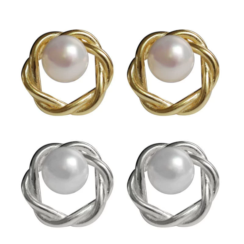 Sophisticated small earrings from pearl, silver 925 sample