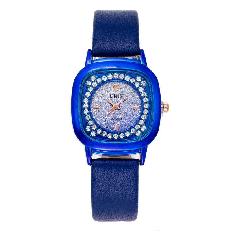 2024 High end fashionable studded women's belt watch, simple and casual full diamond face quartz watch for female students_voghion.com