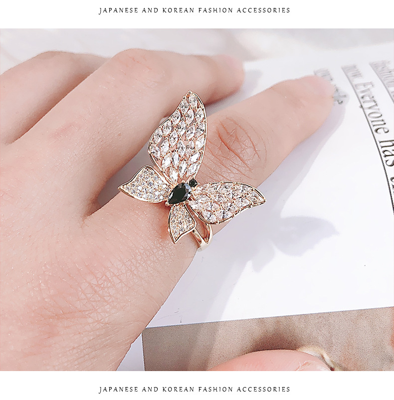 Fashion Rings For Women Korean Fashion Open Butterfly Ring Sparkling Zircon Bracelet display picture 10