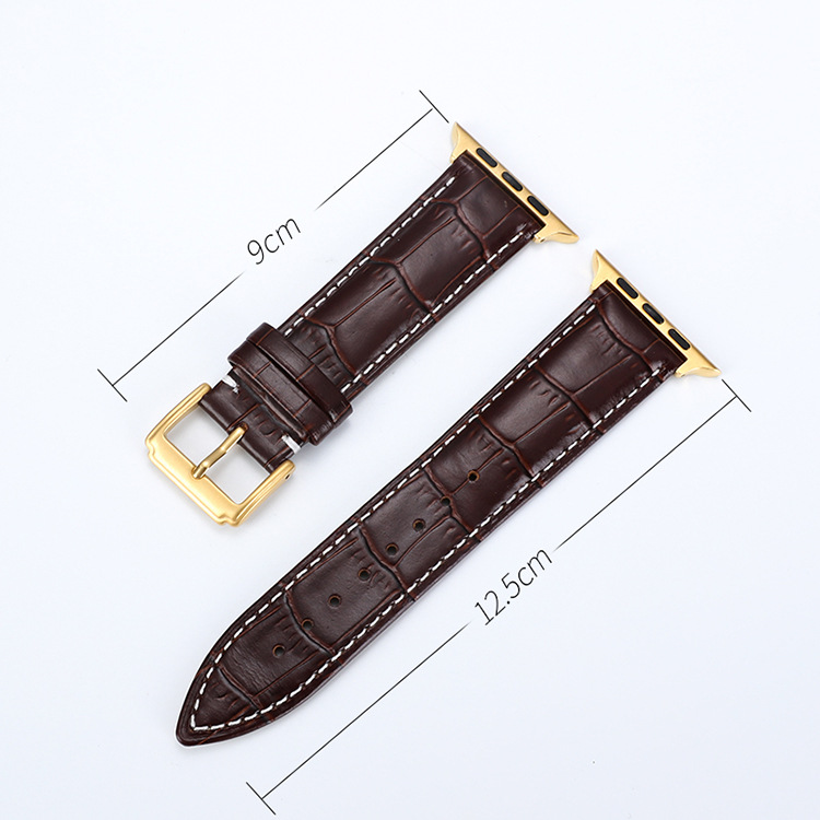 Adecuado para Apple reloj Correa primera capa cuero genuino textura de bambú watch1/2/3/4/5 universal