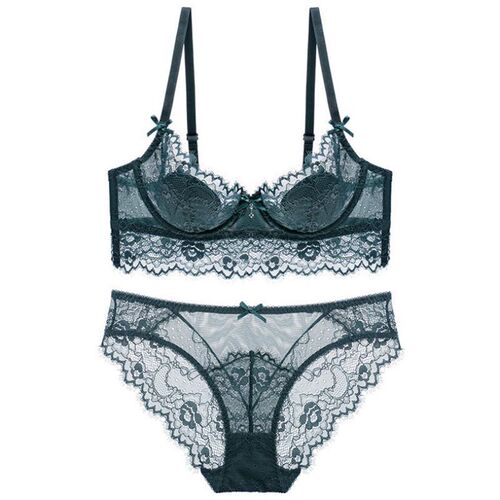 Fashionable foreign trade interest thin rabbit ear large chest slimming lace bra to lift side fat plus size underwear set