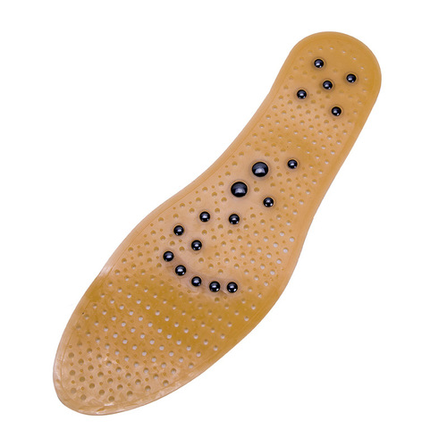 Three-color crystal magnet insole transparent yellow model with 18 magnets, magnetic iron, foot bottom acupoint massage, no therapeutic effect