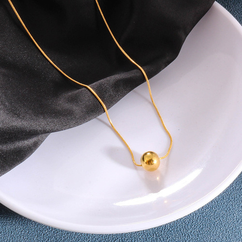 Golden ball bead necklace for women, light luxury niche clavicle necklace ins cool style fashion versatile temperament internet celebrity jewelry