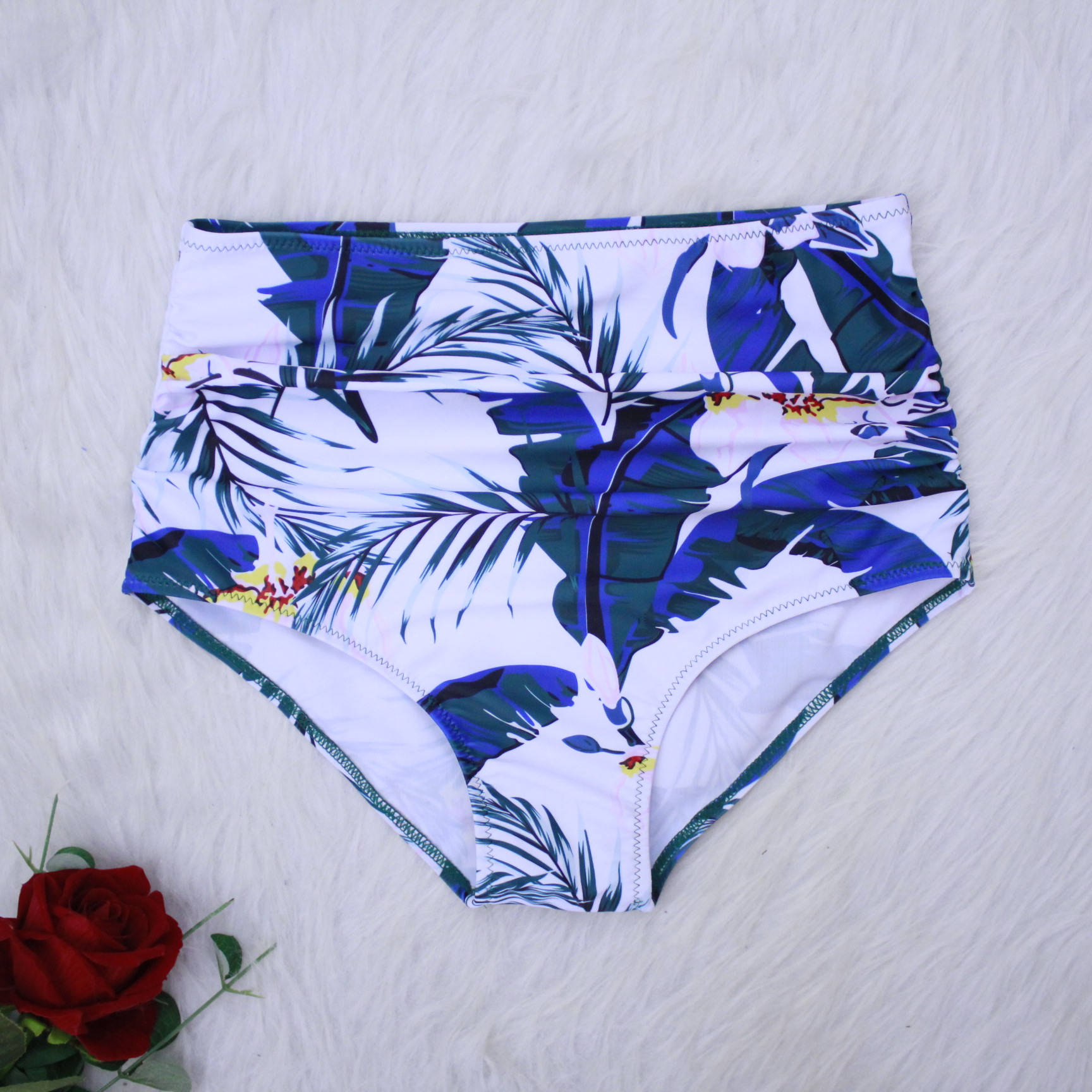 Split Bikini Print High Waist Nylon Swimsuit Wholesale