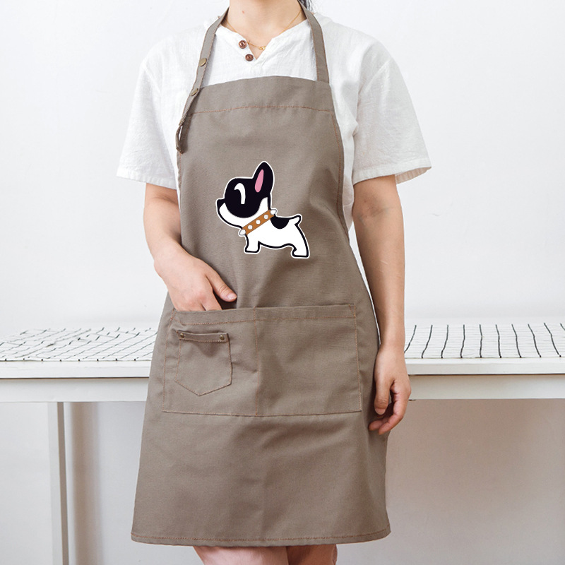 Botón-caqui-perro blanco y negro