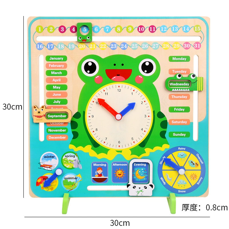 Календарь, детские часы, познавательная умная игрушка «четыре времени года», лягушка