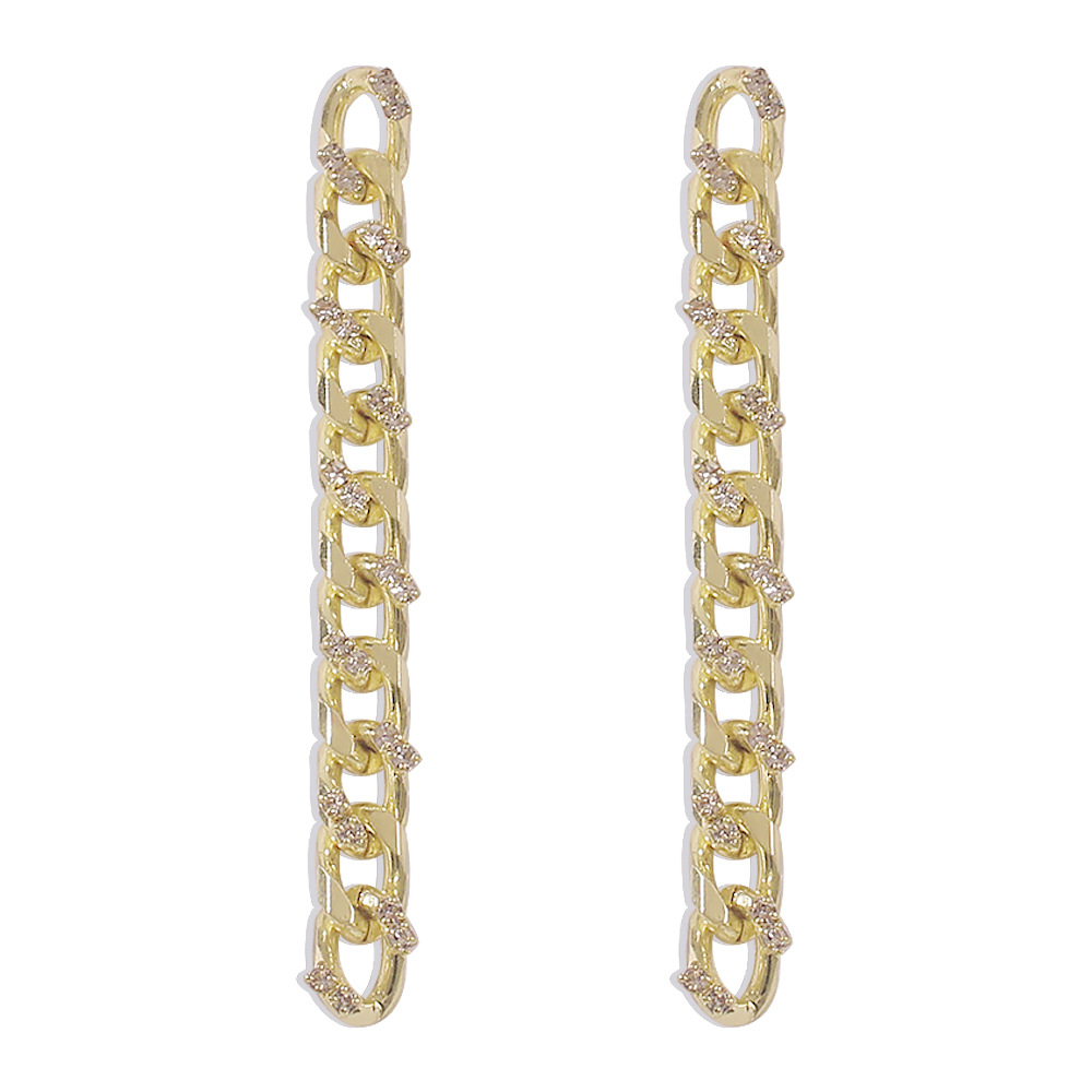 Long  Metal Chain Diamond Earrings display picture 9