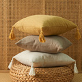 日系纯色棉麻流苏枕套 家用文艺风抱枕沙发靠枕 不含芯简约抱枕套
