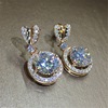 Accessory for bride, zirconium heart shaped, quality earrings, European style, wholesale