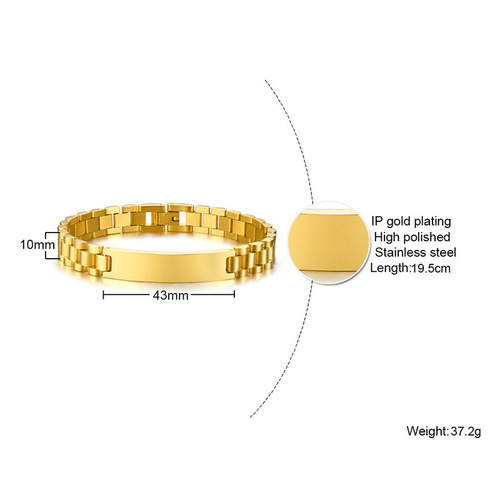 bangles wholesale jewelry titanium steel men's curved bracelet with engraving watch strap for couples and women stainless steel BR-409